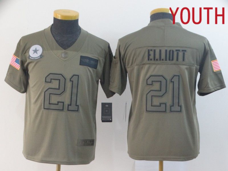 Youth Dallas cowboys #21 Elliott Nike Camo 2019 Salute to Service Limited NFL Jerseys